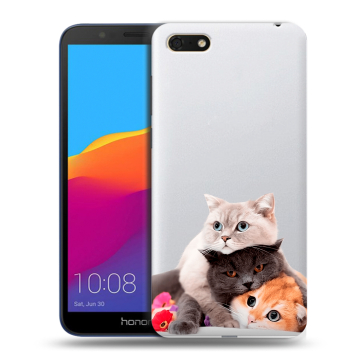 Силиконовый чехол на Huawei Honor 7A с принтом Кошки Силиконовый чехол на Huawei Honor 7A с принтом Кошки