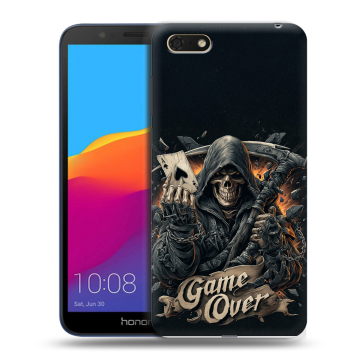 Силиконовый чехол на Huawei Honor 7A с принтом Скелет карты Силиконовый чехол на Huawei Honor 7A с принтом Скелет карты