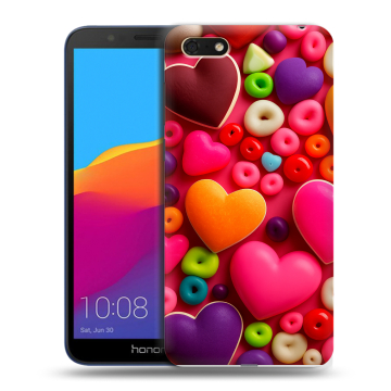 Силиконовый чехол на Huawei Honor 7A с принтом Сердечки Силиконовый чехол на Huawei Honor 7A с принтом Сердечки