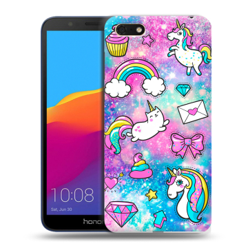 Силиконовый чехол на Huawei Honor 7A с принтом Единороги