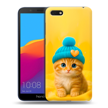Силиконовый чехол на Huawei Honor 7A с принтом Котенок в шапке