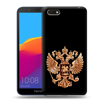 Силиконовый чехол на Huawei Honor 7A с принтом Герб России золотой