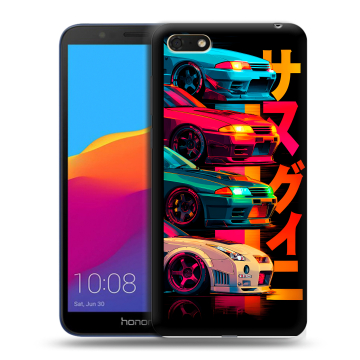 Силиконовый чехол на Huawei Honor 7A с принтом Гоночные машины Силиконовый чехол на Huawei Honor 7A с принтом Гоночные машины
