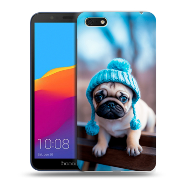 Силиконовый чехол на Huawei Honor 7A с принтом Мопс в шапке Силиконовый чехол на Huawei Honor 7A с принтом Мопс в шапке