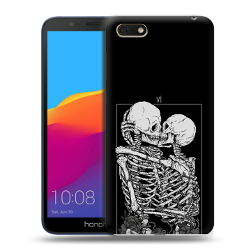 Силиконовый чехол на Huawei Honor 7A с принтом Поцелуй скелетов Силиконовый чехол на Huawei Honor 7A с принтом Поцелуй скелетов