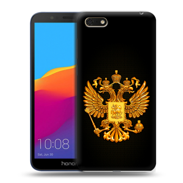 Силиконовый чехол на Huawei Honor 7A с принтом Герб России желтый Силиконовый чехол на Huawei Honor 7A с принтом Герб России желтый