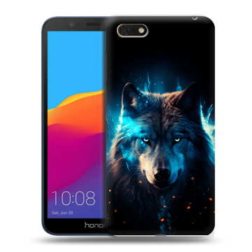 Силиконовый чехол на Huawei Honor 7A с принтом Волк ночной