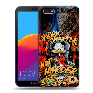 Силиконовый чехол на Huawei Honor 7A с принтом Дональд Дак Деньги Силиконовый чехол на Huawei Honor 7A с принтом Дональд Дак Деньги