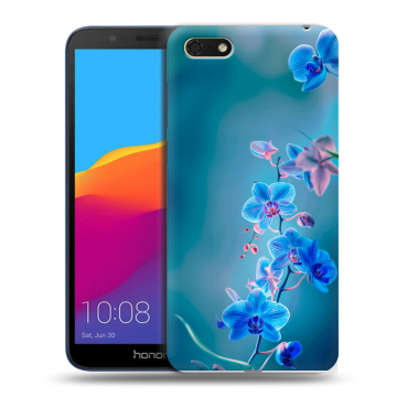 Силиконовый чехол на Huawei Honor 7A с принтом Голубые цветы Силиконовый чехол на Huawei Honor 7A с принтом Голубые цветы