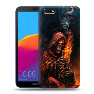 Силиконовый чехол на Huawei Honor 7A с принтом Скелет и карты Силиконовый чехол на Huawei Honor 7A с принтом Скелет и карты