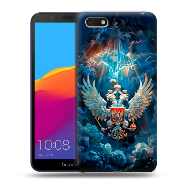 Силиконовый чехол на Huawei Honor 7A с принтом Герб флаг России Силиконовый чехол на Huawei Honor 7A с принтом Герб флаг России