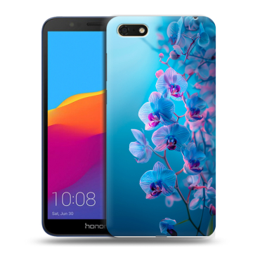 Силиконовый чехол на Huawei Honor 7A с принтом голубые орхидеи Силиконовый чехол на Huawei Honor 7A с принтом голубые орхидеи
