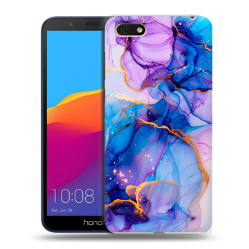 Силиконовый чехол на Huawei Honor 7A с принтом синий мрамор Силиконовый чехол на Huawei Honor 7A с принтом синий мрамор