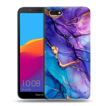 Силиконовый чехол на Huawei Honor 7A с принтом синий мрамор Силиконовый чехол на Huawei Honor 7A с принтом синий мрамор