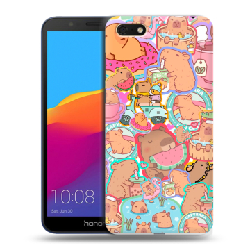 Силиконовый чехол на Huawei Honor 7A с принтом капибары Силиконовый чехол на Huawei Honor 7A с принтом капибары