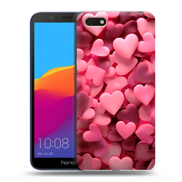 Силиконовый чехол на Huawei Honor 7A с принтом розовые сердечки Силиконовый чехол на Huawei Honor 7A с принтом розовые сердечки