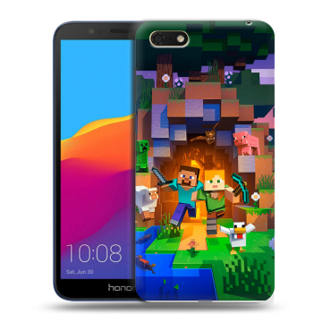 Силиконовый чехол на Huawei Honor 7A с принтом Майнкрафт Minecraft
