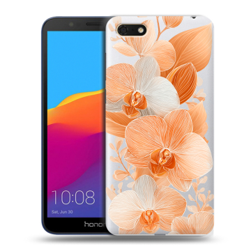 Силиконовый чехол на Huawei Honor 7A с принтом Бежевые цветы Силиконовый чехол на Huawei Honor 7A с принтом Бежевые цветы