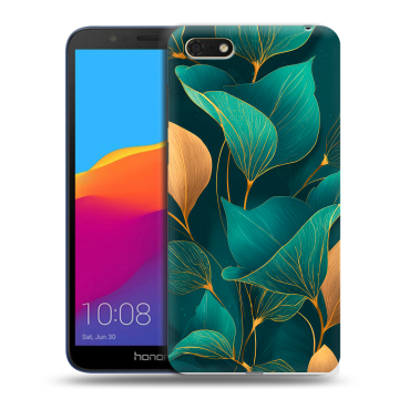 Силиконовый чехол на Huawei Honor 7A с принтом Листья и золото Силиконовый чехол на Huawei Honor 7A с принтом Листья и золото