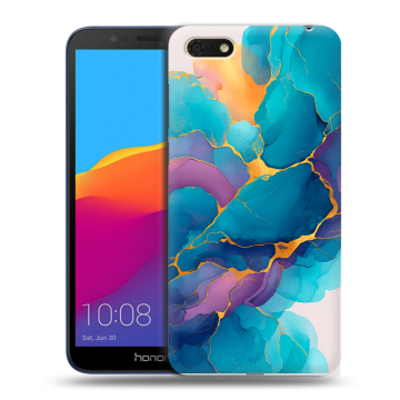 Силиконовый чехол на Huawei Honor 7A с принтом Мрамор блестки Силиконовый чехол на Huawei Honor 7A с принтом Мрамор блестки