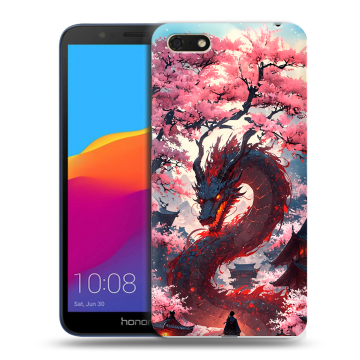 Силиконовый чехол на Huawei Honor 7A с принтом Дракон Японский Силиконовый чехол на Huawei Honor 7A с принтом Дракон Японский