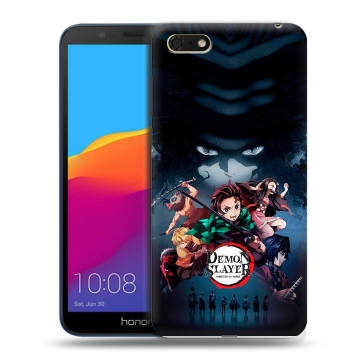 Силиконовый чехол на Huawei Honor 7A с принтом Demon Slayer Клинок рассекающий демонов