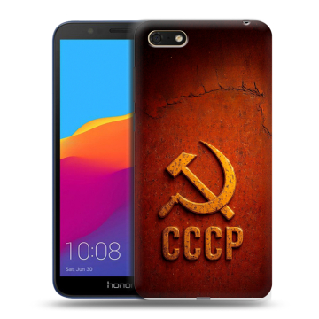 Силиконовый чехол на Huawei Honor 7A с принтом Флаг Герб СССР Силиконовый чехол на Huawei Honor 7A с принтом Флаг Герб СССР