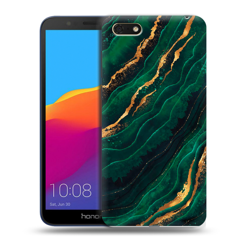 Пластиковый чехол на Huawei Honor 7A с принтом Мрамор зеленое золото Пластиковый чехол на Huawei Honor 7A с принтом Мрамор зеленое золото