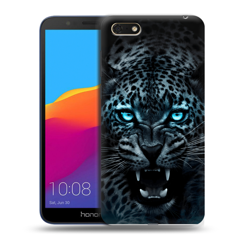 Пластиковый чехол на Huawei Honor 7A с принтом Темный леопард Пластиковый чехол на Huawei Honor 7A с принтом Темный леопард