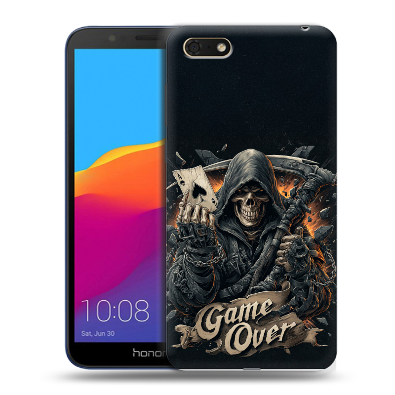 Силиконовый чехол на Huawei Honor 7A с принтом Скелет карты Силиконовый чехол на Huawei Honor 7A с принтом Скелет карты