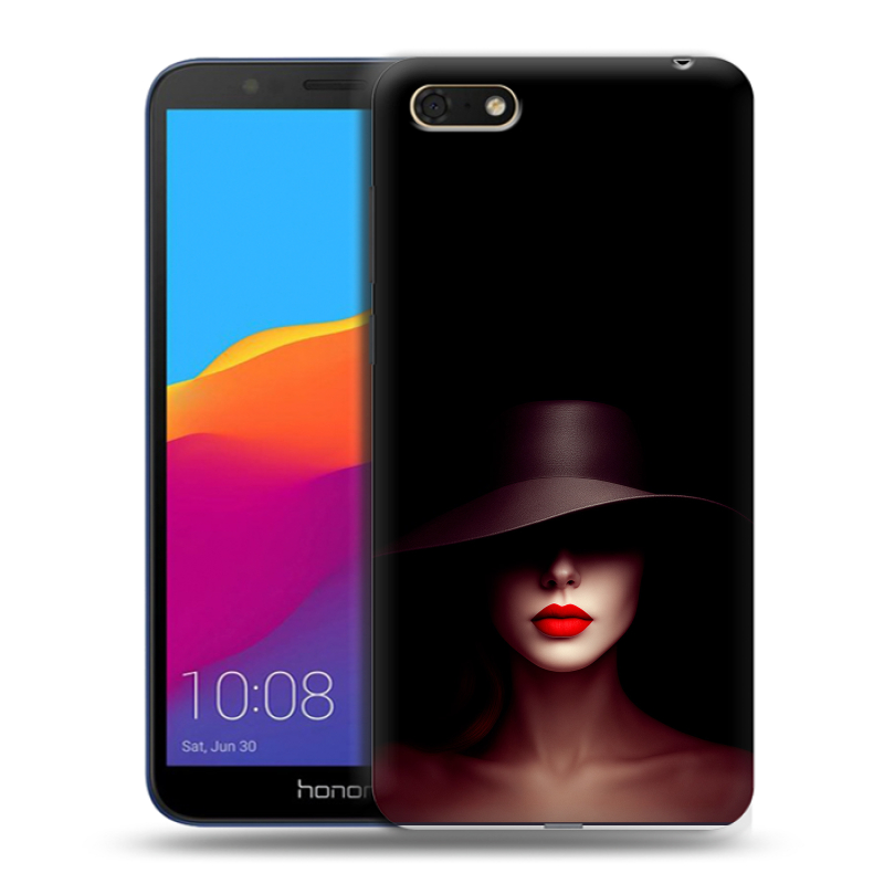 Силиконовый чехол на Huawei Honor 7A с принтом Девушка в шляпе Силиконовый чехол на Huawei Honor 7A с принтом Девушка в шляпе