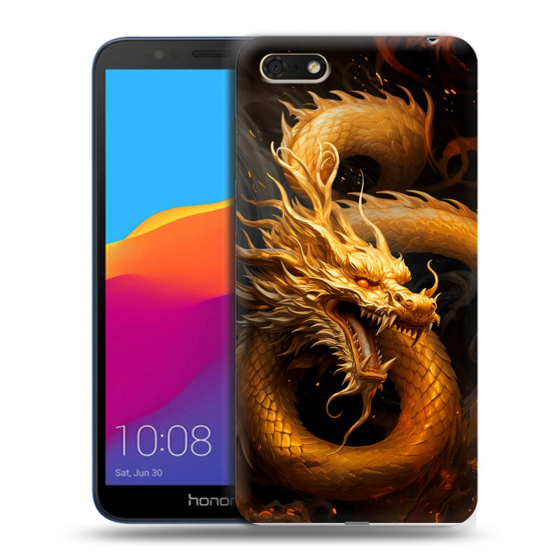 Силиконовый чехол на Huawei Honor 7A с принтом Золотой дракон Силиконовый чехол на Huawei Honor 7A с принтом Золотой дракон