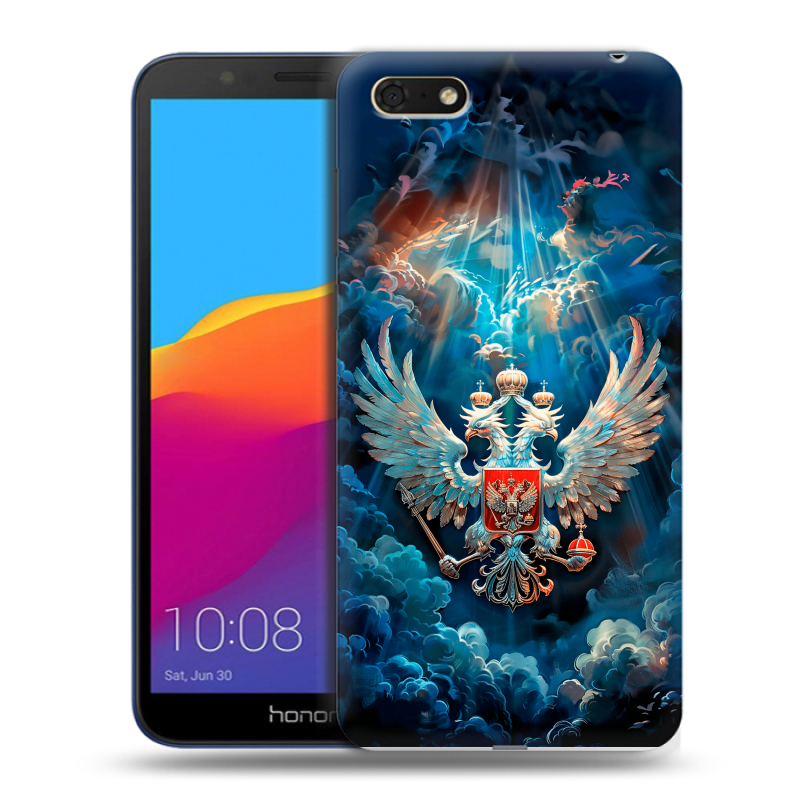 Силиконовый чехол на Huawei Honor 7A с принтом Герб флаг России Силиконовый чехол на Huawei Honor 7A с принтом Герб флаг России
