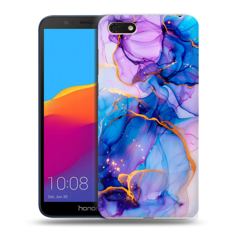 Пластиковый чехол на Huawei Honor 7A с принтом синий мрамор Пластиковый чехол на Huawei Honor 7A с принтом синий мрамор