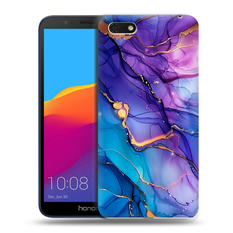 Пластиковый чехол на Huawei Honor 7A с принтом синий мрамор Пластиковый чехол на Huawei Honor 7A с принтом синий мрамор