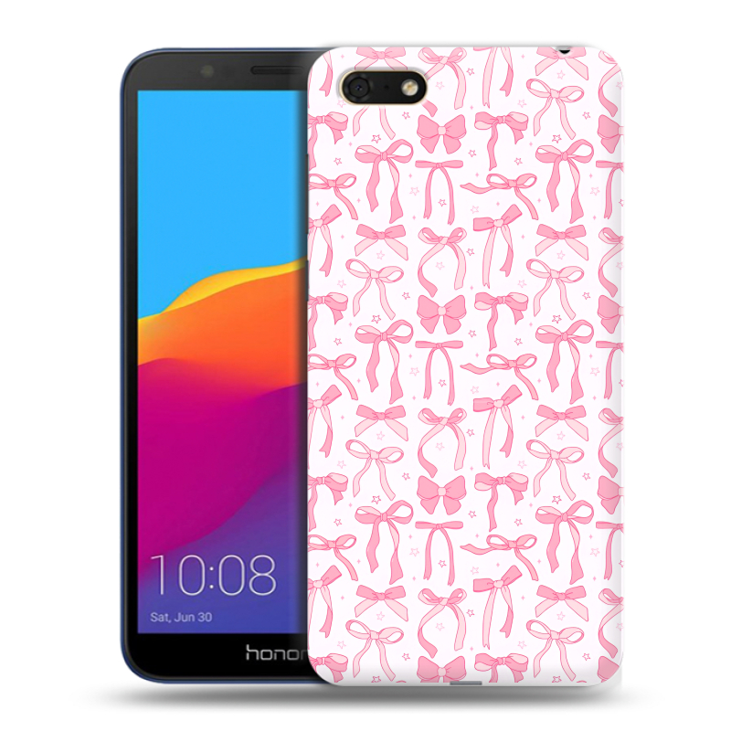 Пластиковый чехол на Huawei Honor 7A с принтом Розовые бантики Пластиковый чехол на Huawei Honor 7A с принтом Розовые бантики