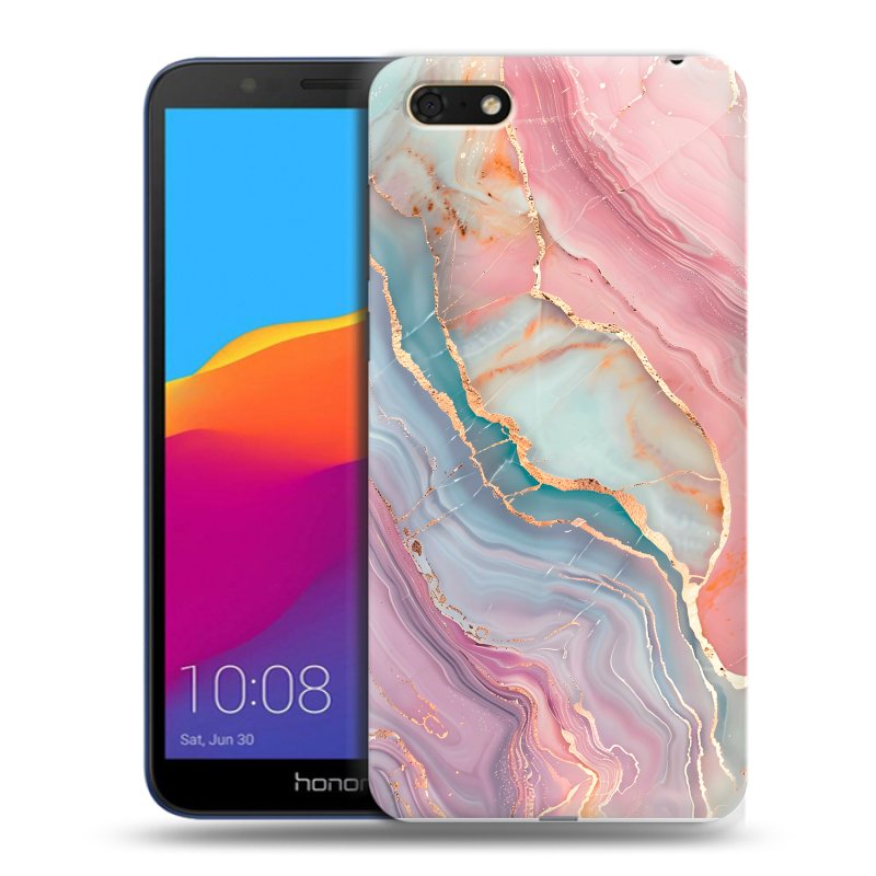 Силиконовый чехол на Huawei Honor 7A с принтом розовый мрамор Силиконовый чехол на Huawei Honor 7A с принтом розовый мрамор