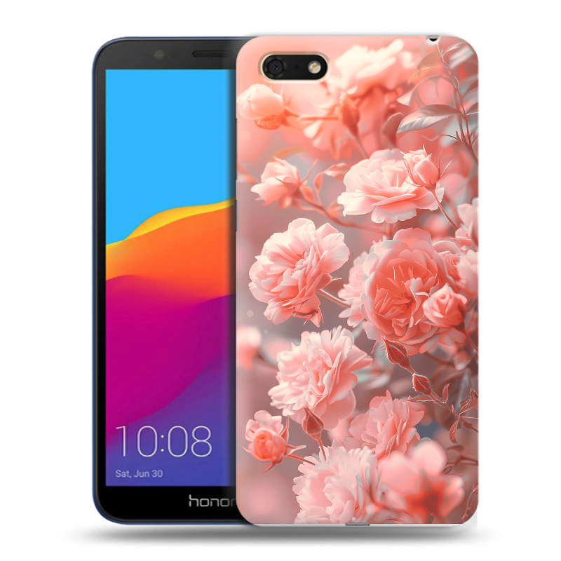 Силиконовый противоударный чехол на Huawei Honor 7A с принтом Розы цветы Силиконовый противоударный чехол на Huawei Honor 7A с принтом Розы цветы