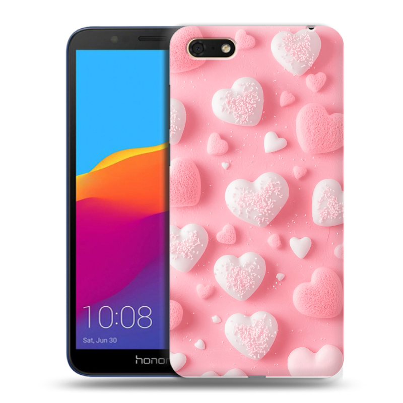 Силиконовый чехол на Huawei Honor 7A с принтом Сердечки Силиконовый чехол на Huawei Honor 7A с принтом Сердечки