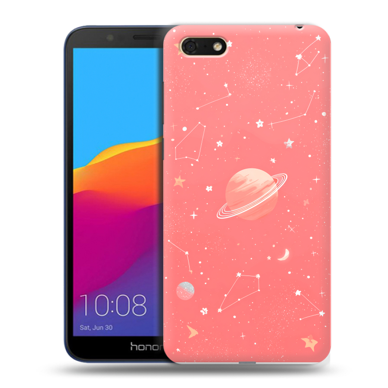 Пластиковый чехол на Huawei Honor 7A с принтом Розовый космос Пластиковый чехол на Huawei Honor 7A с принтом Розовый космос