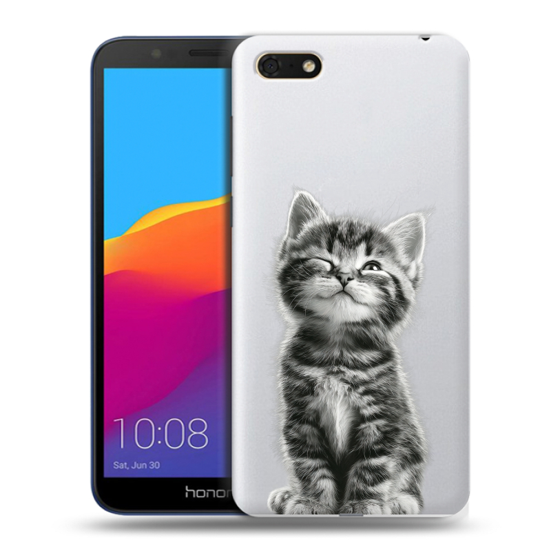 Силиконовый противоударный чехол на Huawei Honor 7A с принтом Котенок Силиконовый противоударный чехол на Huawei Honor 7A с принтом Котенок