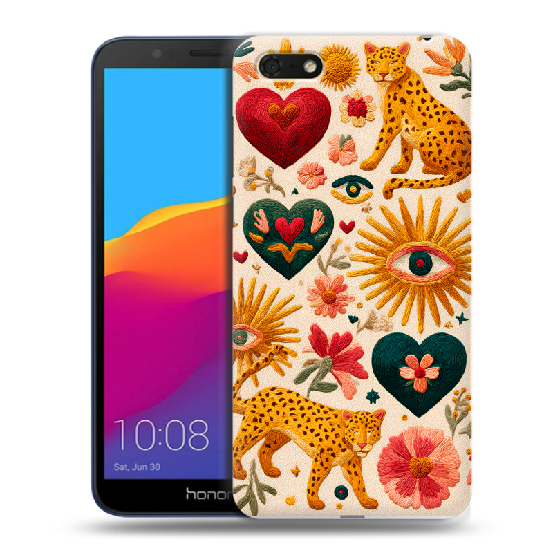Силиконовый противоударный чехол на Huawei Honor 7A с принтом Модный принт Силиконовый противоударный чехол на Huawei Honor 7A с принтом Модный принт