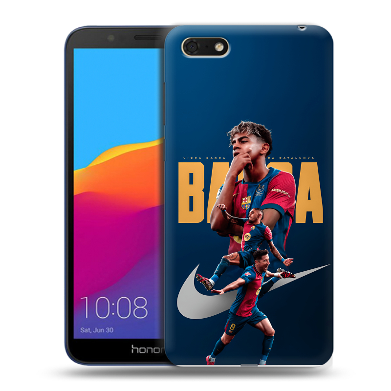 Силиконовый противоударный чехол на Huawei Honor 7A с принтом Барселона Barca Yamal Силиконовый противоударный чехол на Huawei Honor 7A с принтом Барселона Barca Yamal