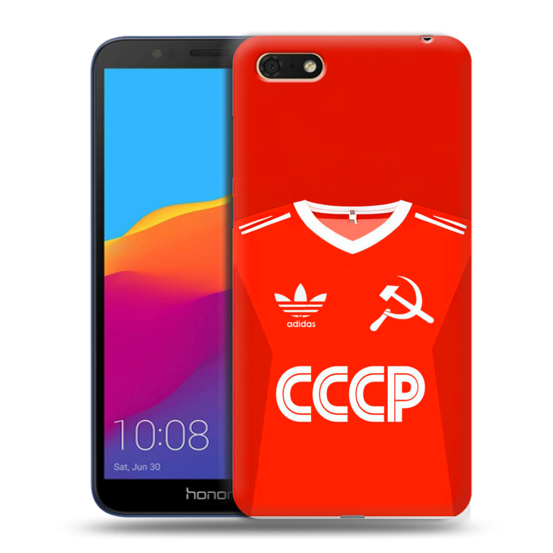 Силиконовый противоударный чехол на Huawei Honor 7A с принтом Флаг Герб СССР Силиконовый противоударный чехол на Huawei Honor 7A с принтом Флаг Герб СССР