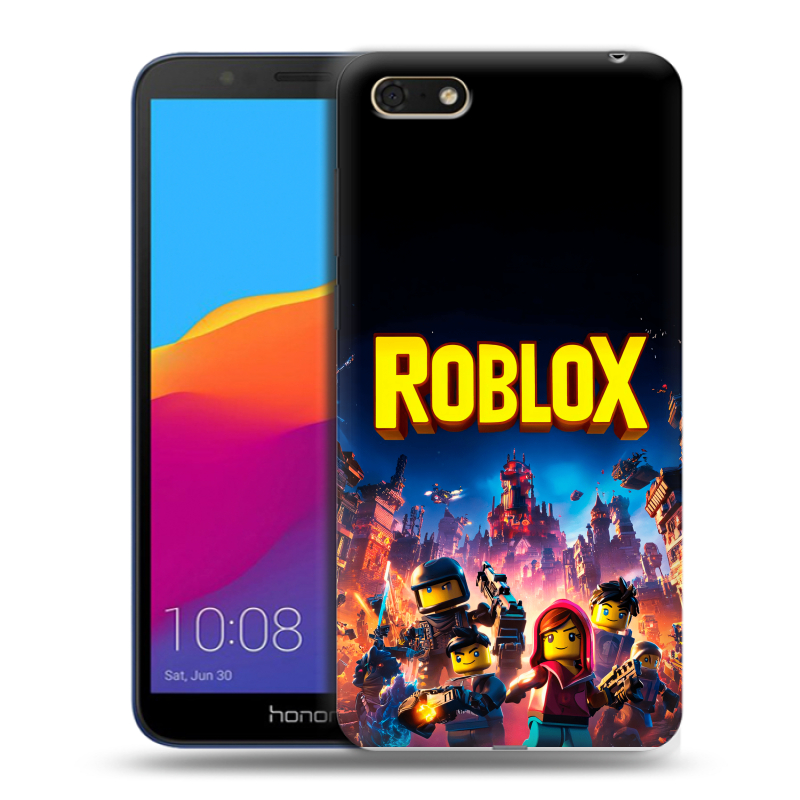 Силиконовый противоударный чехол на Huawei Honor 7A с принтом Roblox Роблокс Силиконовый противоударный чехол на Huawei Honor 7A с принтом Roblox Роблокс