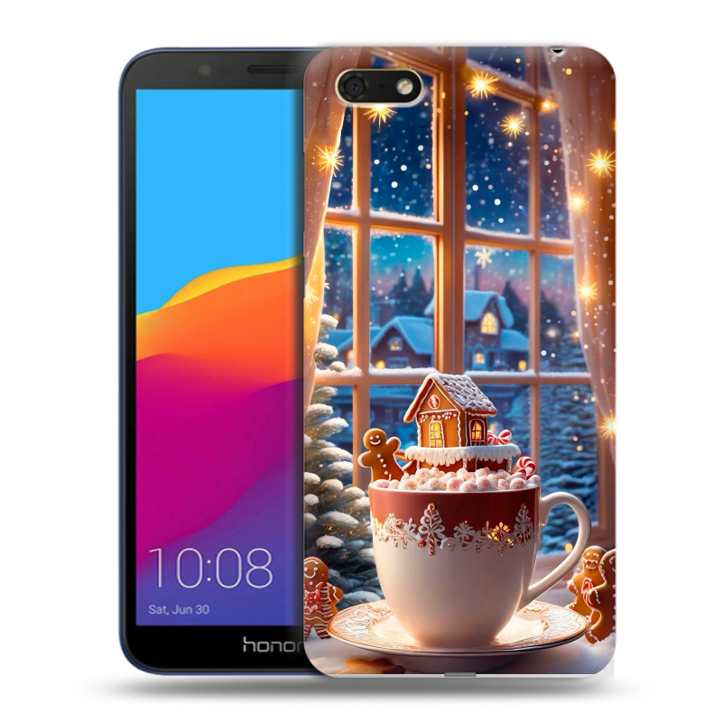 Силиконовый противоударный чехол на Huawei Honor 7A с принтом Новый год Силиконовый противоударный чехол на Huawei Honor 7A с принтом Новый год