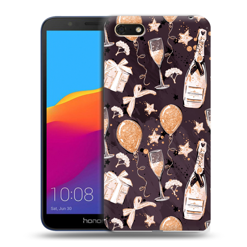 Силиконовый противоударный чехол на Huawei Honor 7A с принтом Новый год Силиконовый противоударный чехол на Huawei Honor 7A с принтом Новый год