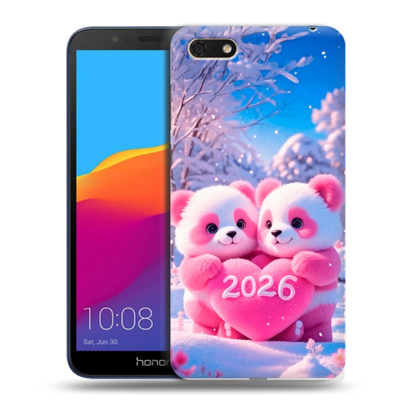 Силиконовый противоударный чехол на Huawei Honor 7A с принтом Новый год Силиконовый противоударный чехол на Huawei Honor 7A с принтом Новый год