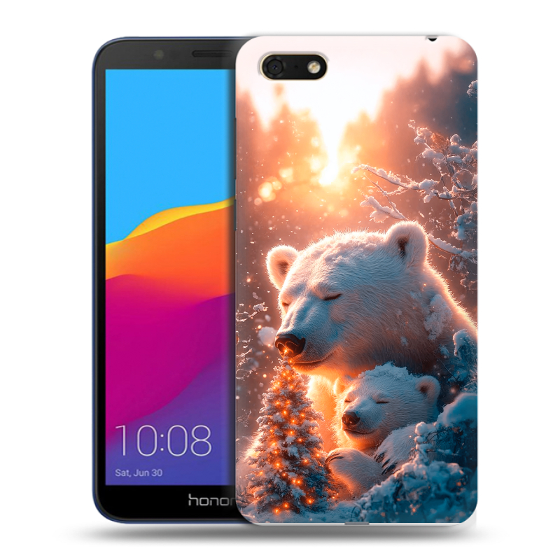 Силиконовый противоударный чехол на Huawei Honor 7A с принтом Новый год Силиконовый противоударный чехол на Huawei Honor 7A с принтом Новый год