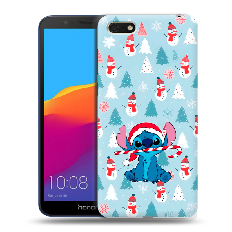 Пластиковый чехол на Huawei Honor 7A с принтом Стич Новый год Пластиковый чехол на Huawei Honor 7A с принтом Стич Новый год